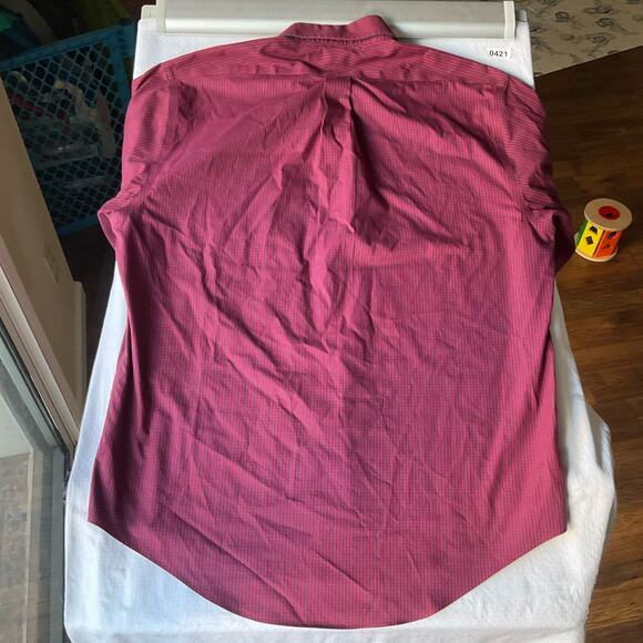 Land’s End Men’s Long Sleeve Button Down Shirt size XL (17-35), Bright Red Blue - Picture 9 of 9